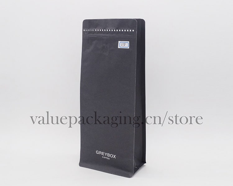 1kg black kraft paper flat bottom coffee bag-min