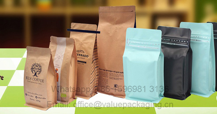Dimension Of Coffee Bags 50g 100g 200g 250g 12oz 16oz 500g And 