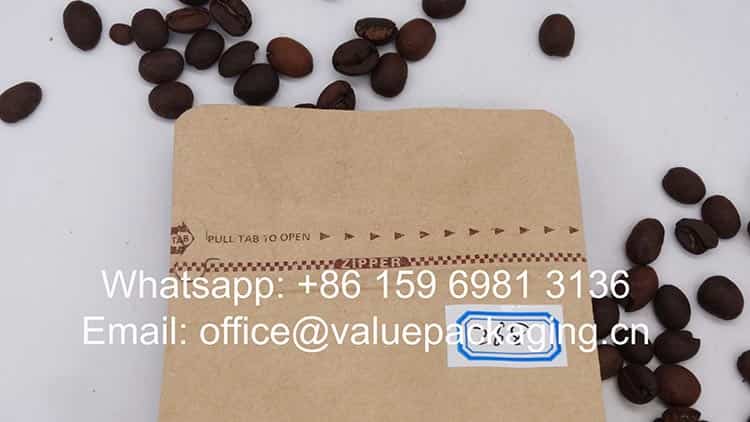 250 grams roasted beans zipper pouch