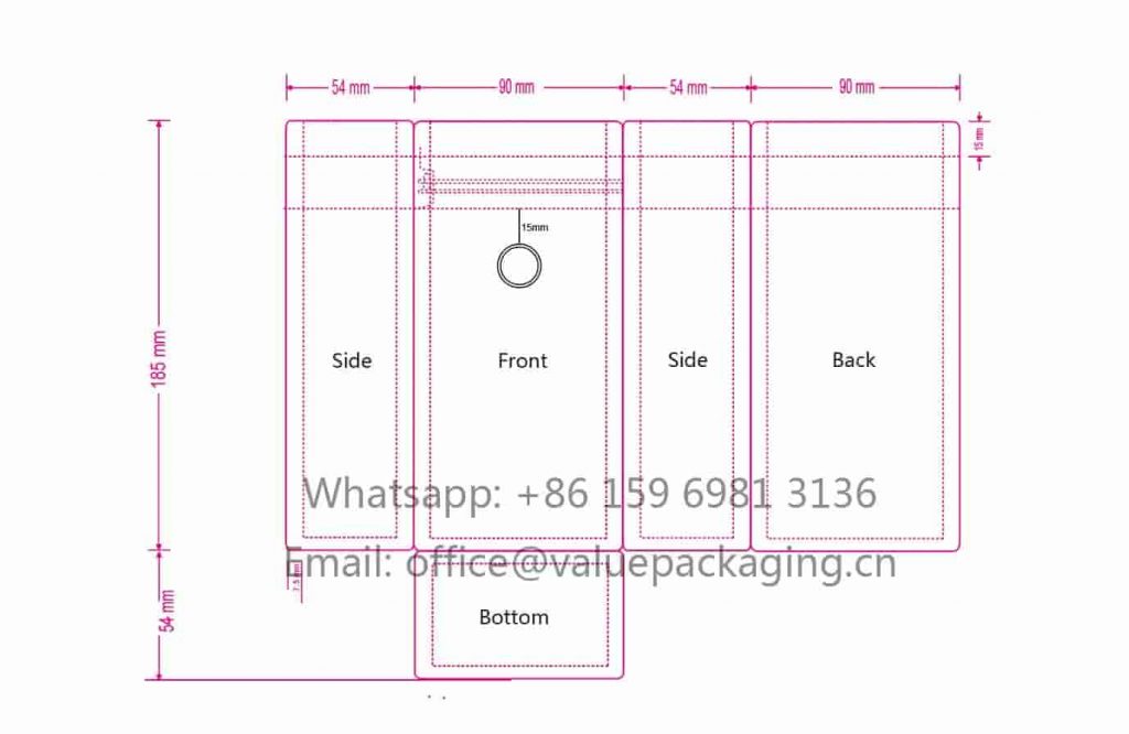 Artwork-Design-Template-100-grams Coffee-beans-Bag-W95XH185+Gusset54mm+Block Bottom-min