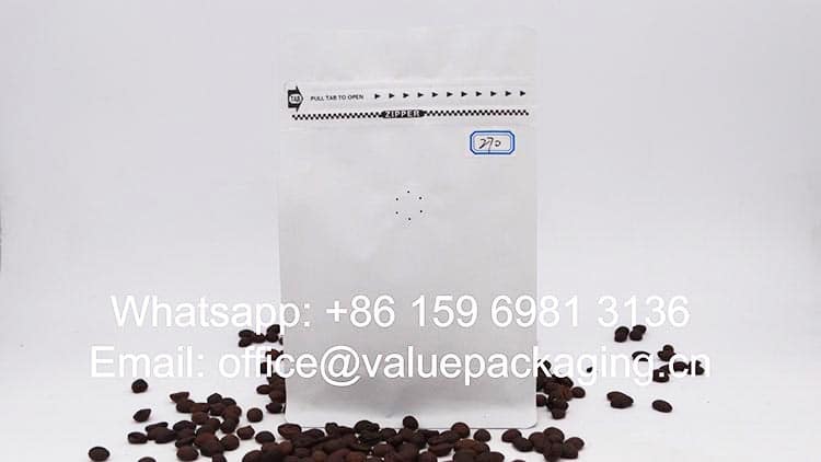 250grams Compostable coffee bean stand up pouch
