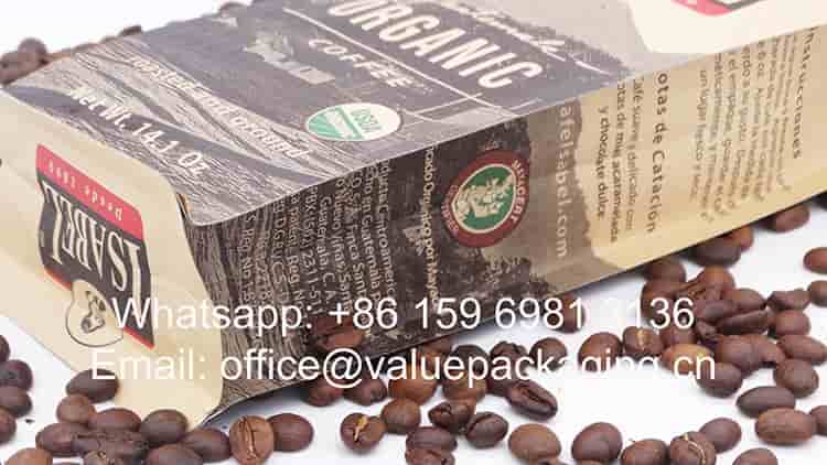 packaging materials 250 g coffee pouch