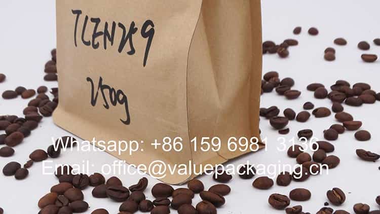 250 grams roasted beans zipper bag