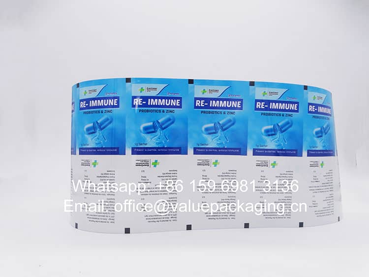 R002- custom-print-aluminum-foil-roll-for-probiotics-products-3-sides-sealed-sachet