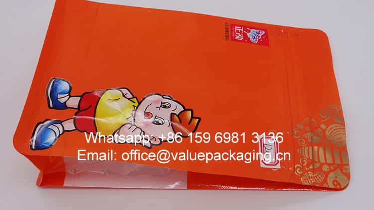 120-matt-orange-finish-box-bottom-doypack-for-children-snacks 