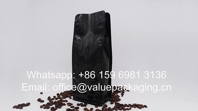 148 High glossy box bottom bag for 16oz coffee beans