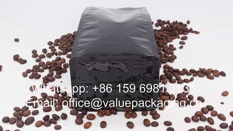 148 High glossy box bottom bag for 16oz coffee beans