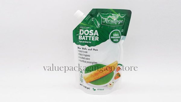 190-1 Standing Spout doypack for dosa batter FDA certificate