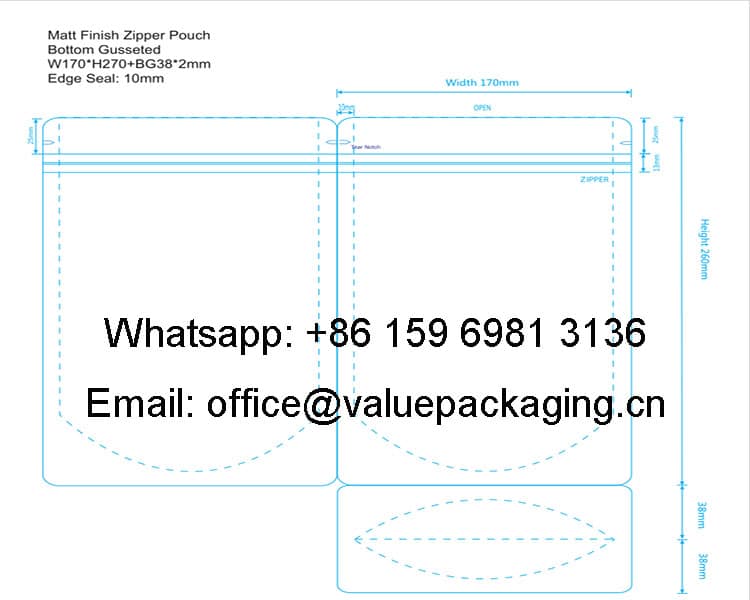 diecut-line-of-matt-finish-standup-pouch