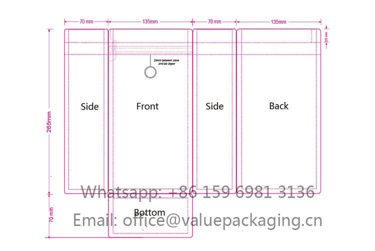 Artwork-Design-Template-500g-Coffee-Beans-Bag-W135XH265+Gusset70+Flat Bottom +Tab Zipper