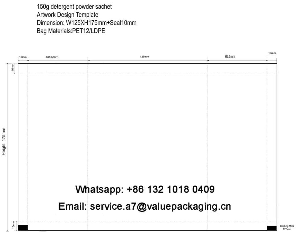 150g detergent powder sachet Pillow bag W125XH175