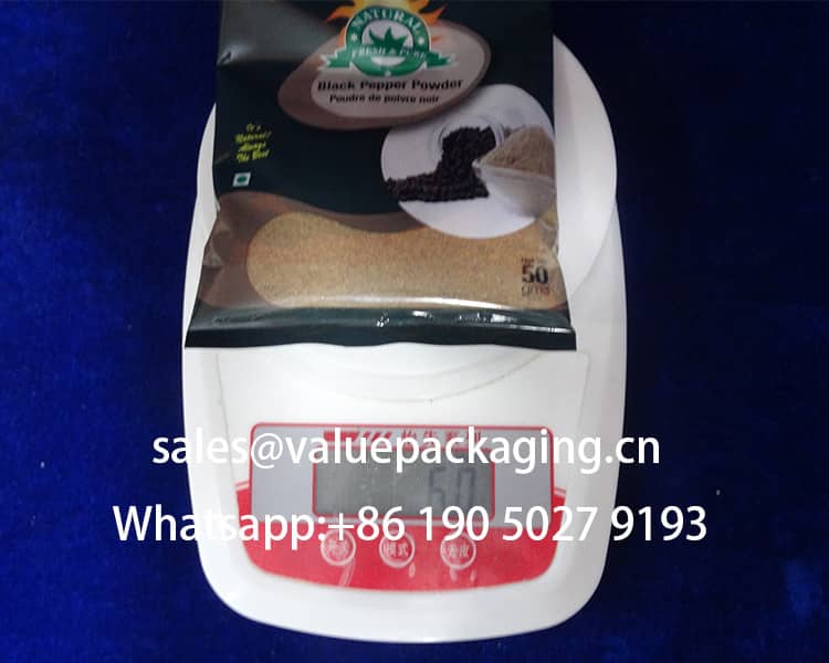 Black Pepper Powder Bag-50g-Pillow Pouch Sachet-W105xH150 mm