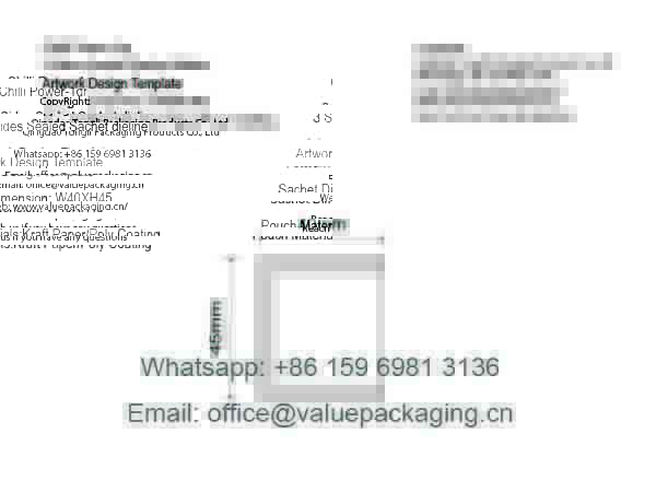 Chilli-Power-1g-3 Sides Sealed W40X45 -5mm edge seal Dieline Artwork Design Template