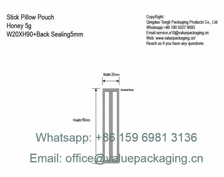 Honey 5g Stick Pillow Pouch W20XH90mm+BS5mm-min