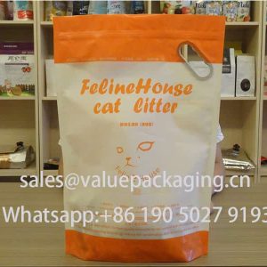 167-3 Standup zipperlock handle bag for 6L cat litter