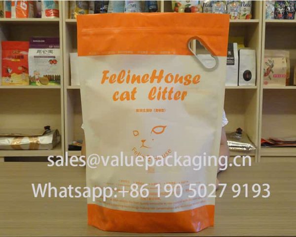 167-3 Standup zipperlock handle bag for 6L cat litter