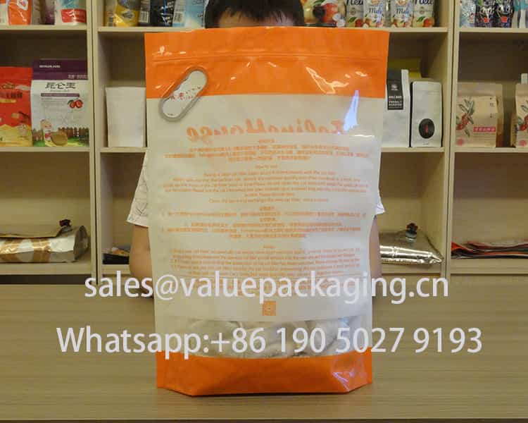 167-4 Standup zipperlock handle bag for 6L cat litter-