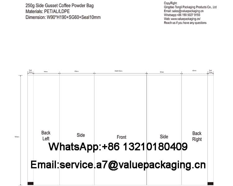 Coffee-Powder-250g-Side-Gusseted-Pouch-W90xH190+SG60mm+Back Seal10mm-v161
