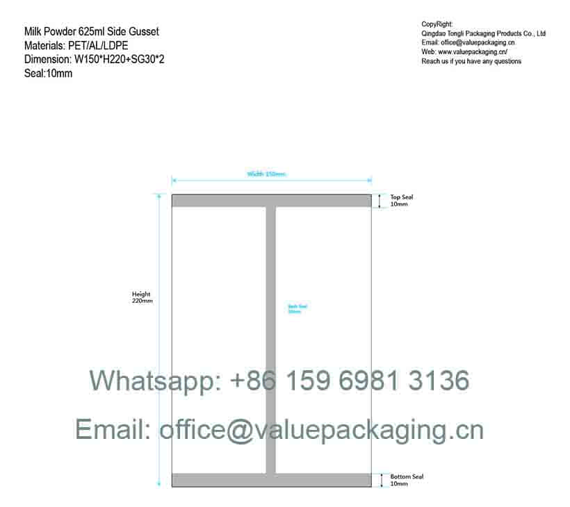 Diecut Milk Powder-625ml-Side Gusset-W125xH220+Side Gusset30x2 mm