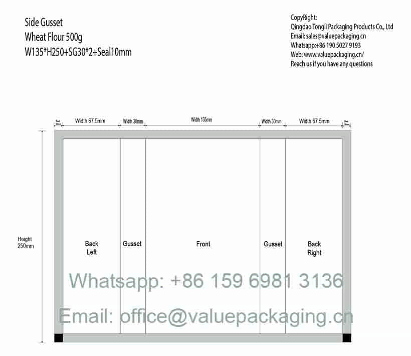 Diecut-Wheat Flour-500g-Side Gusseted Pillow Pouch-W135XH250+SG30X2+Seal10mm-V176