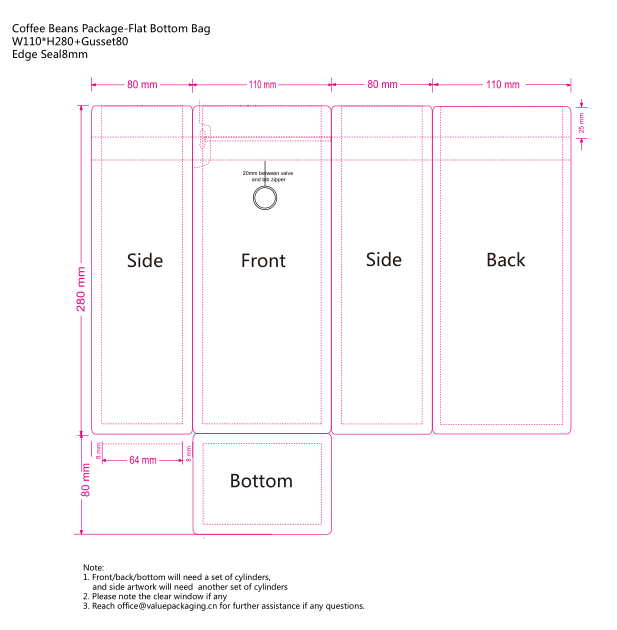 Dieline-Artwork-Design-Template-Coffee-Beans-454g-Flat-Bottom-Pouch-W110XH280-BS8mm