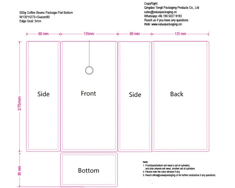 V326-500g-flat bottom coffee bag-template