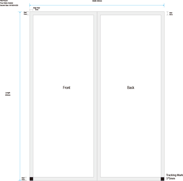 545 Design Template Noodles -4 Sides Sealed W100XH250 - 5mm edge seal