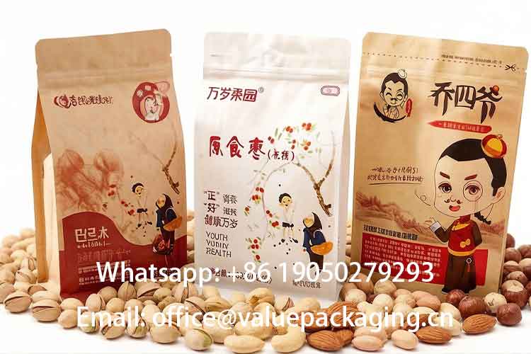 Eco-friendly kraft paper dried nut bags