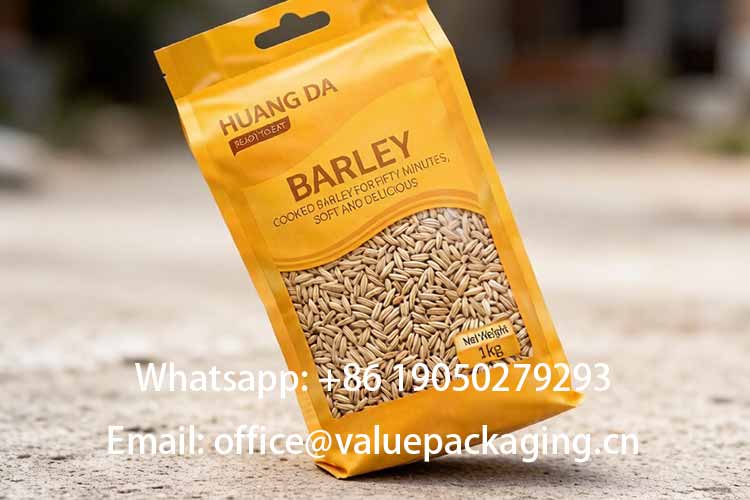 drop test of stand up pouch of barley