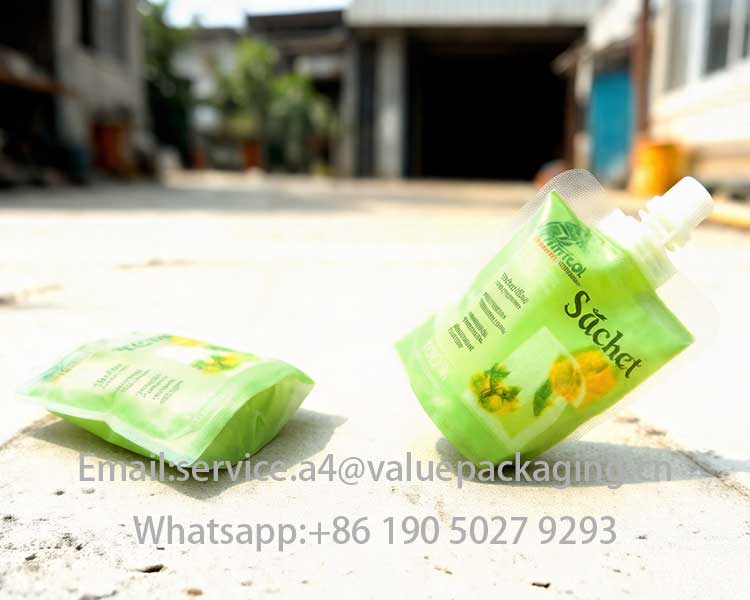 drop test of stand up spout pouch of alcohol drink2