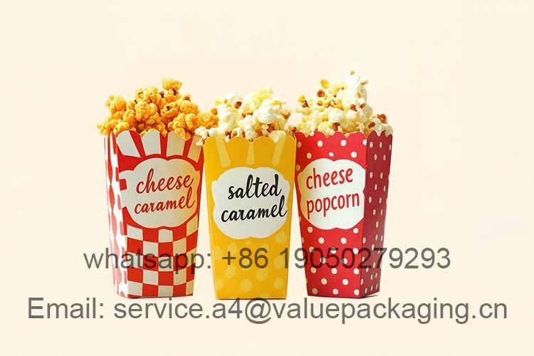Cardboard box packaging for ready-to-eat popcorn