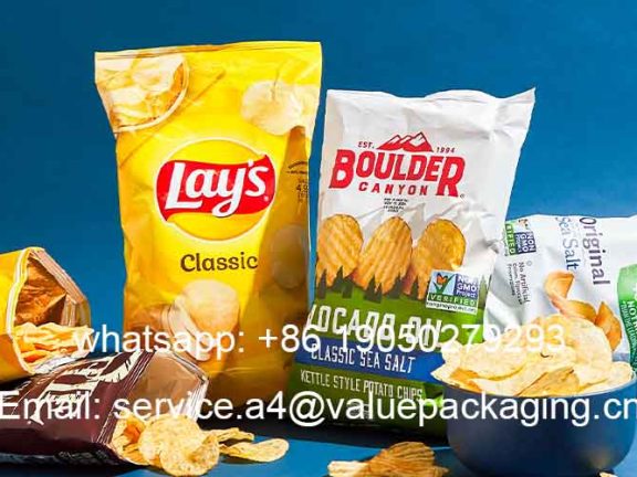 Common and popular potato chips and their packaging