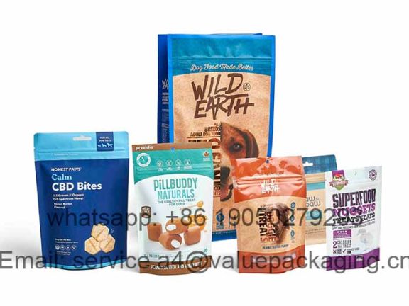 Common pet treat bag types and varieties