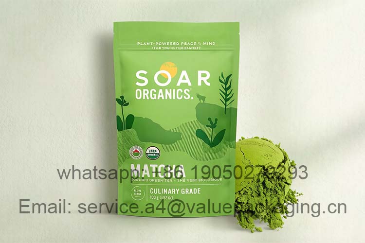 Eco-friendly standing matcha powder bag