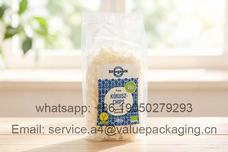 Large capacity flat bag for coconut chips