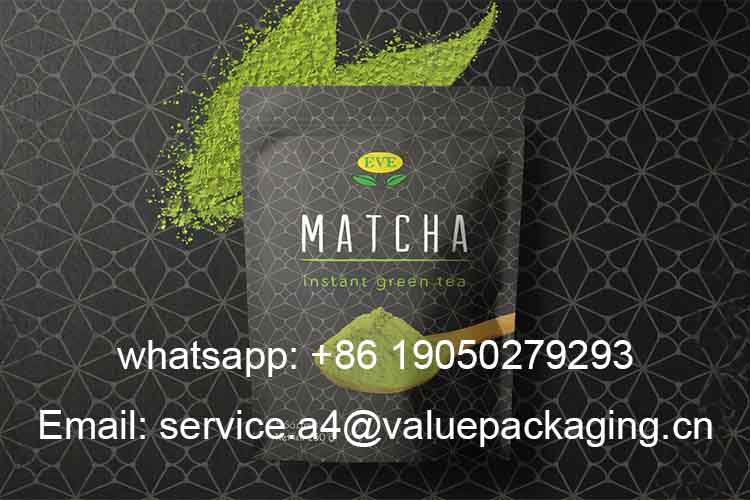Matte Stand-Up Zipper Matcha Powder Bag