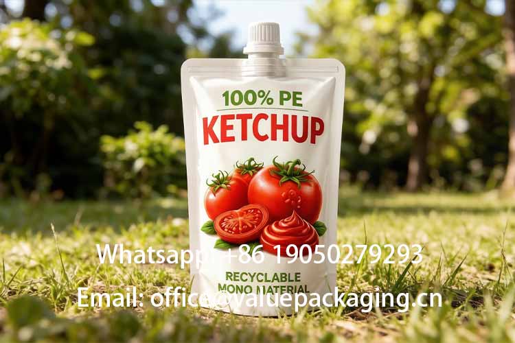 Mono Material tomato ketchup stand up pouches