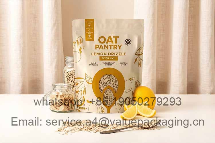 Stand-up zipper transparent window oat bag2