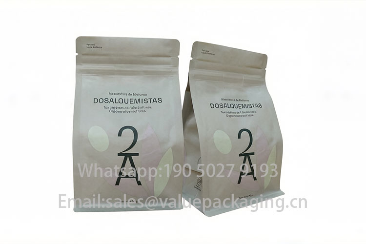 Tea compostable flat bottom bag