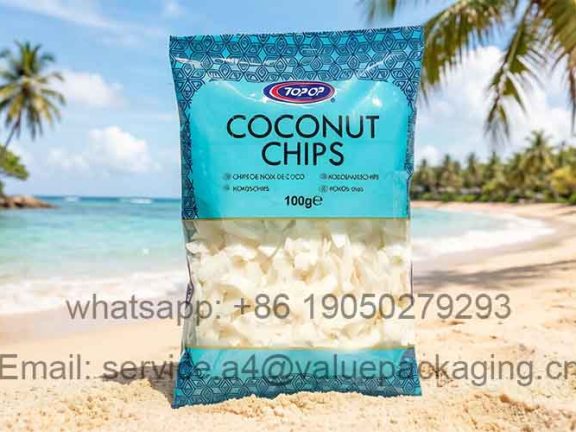 Transparent Window Coconut Chip Pillow Bag