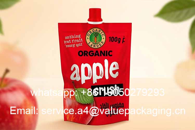 Apple puree stand-up spout bag