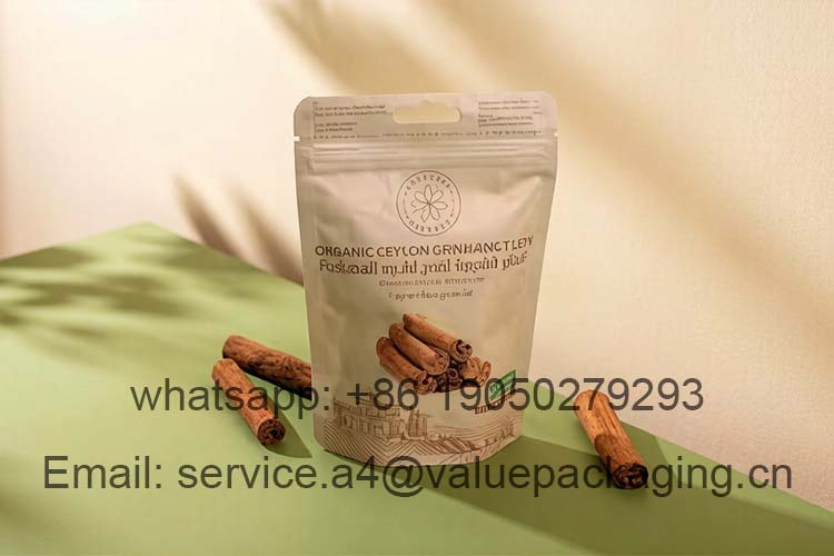 Cinnamon stick stand-up zippered pocket with airplane hole