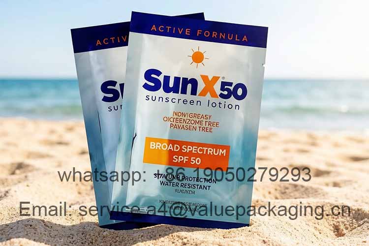 Four-side sealed sunscreen sachet
