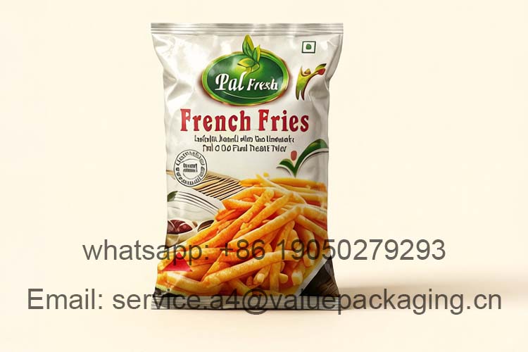 Large capacity frozen French fry pillow bag