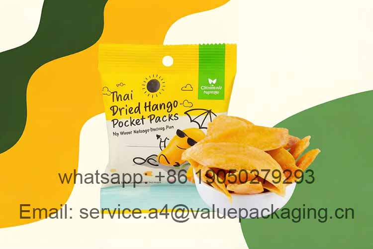 Small packaged dried mango pillow bag