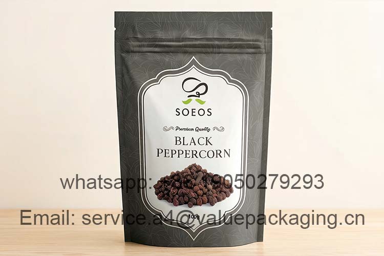 Standing peppercorn zipper bag