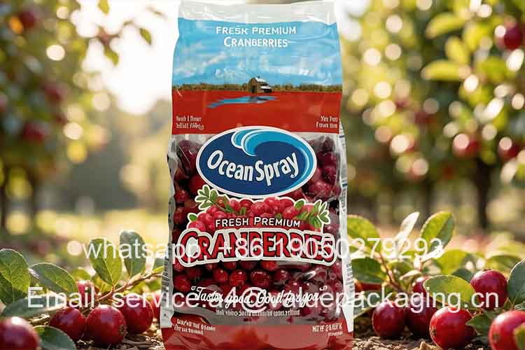 Large capacity flat bottom bag for dried cranberries
