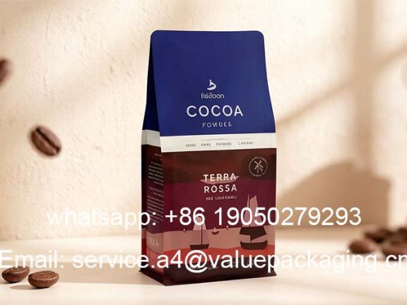 Large gram cocoa powder flat bottom bag