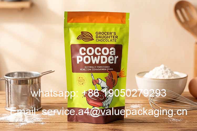 Small weight cocoa powder stand-up zipper bag