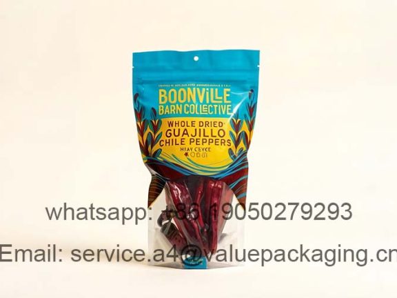 Small weight dried chili pepper transparent window stand-up bag